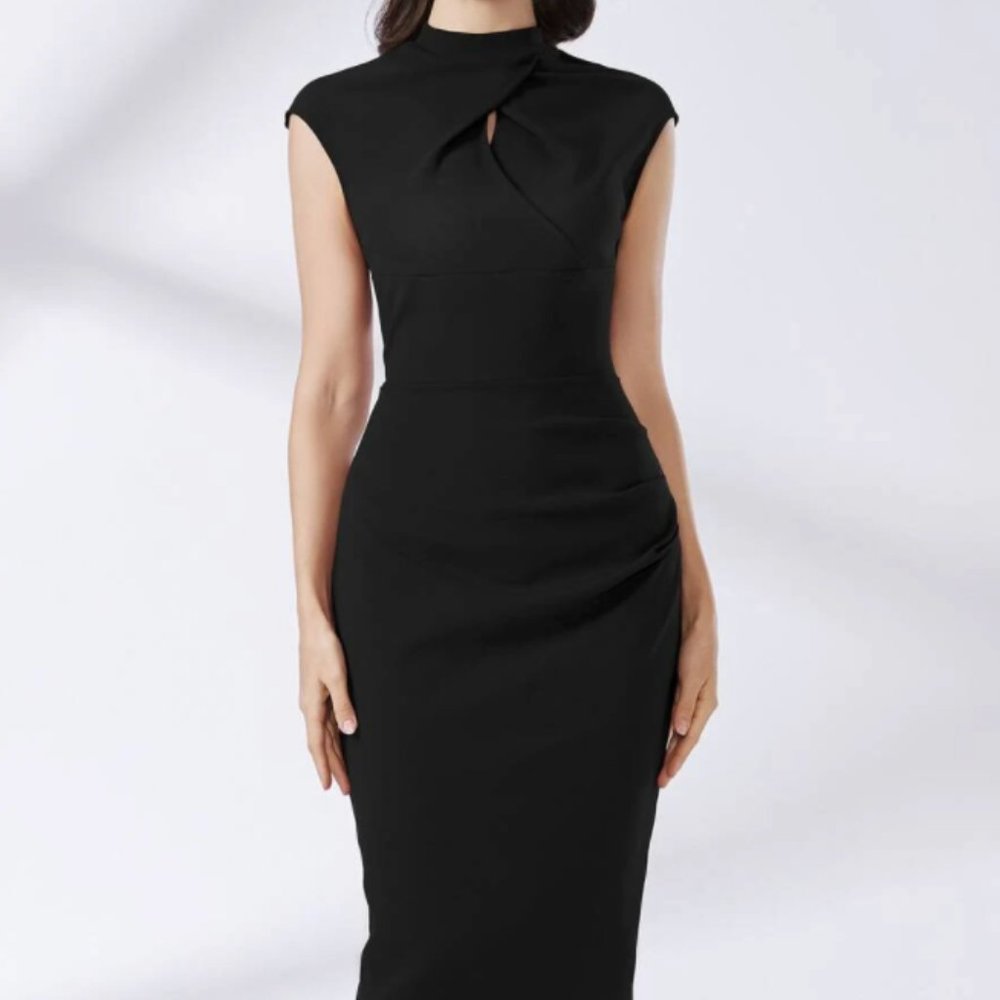 NWT Shein MIUSOL Black Puff Sleeve Sheath Dress